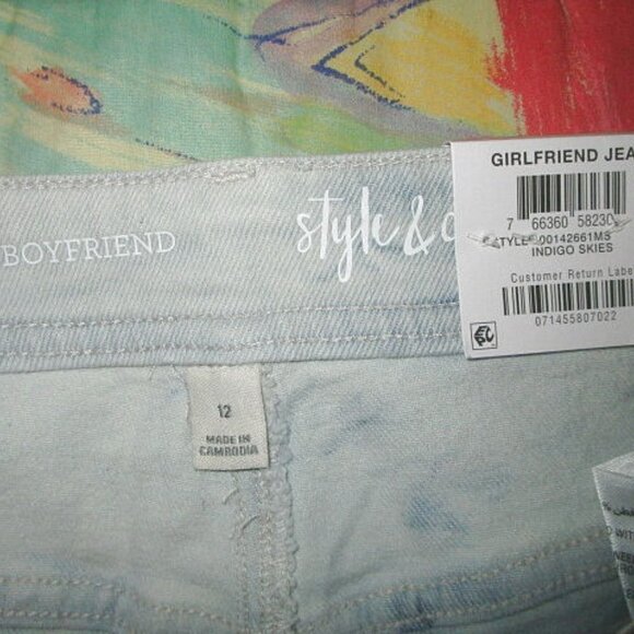 NWT Style & Co TIE DYE Stretch Size 12 JEANS Boyfriend CURVY Denim HIGH RISE - Picture 7 of 12